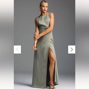 Anthropologie BHLDN Alice High-Neck Satin Maxi Dress